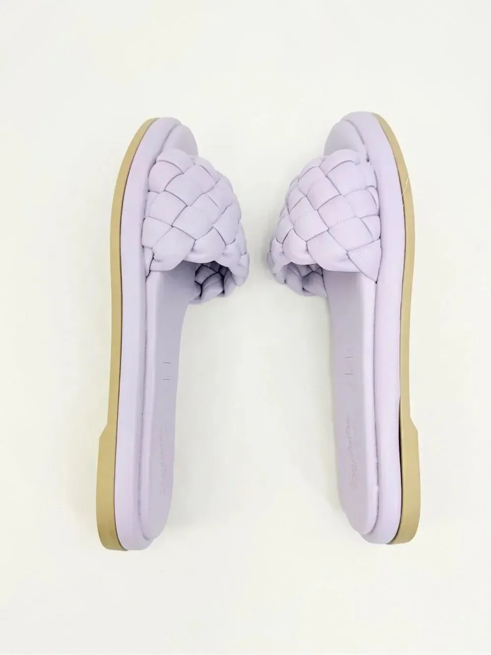 Seychelles BELLISSIMA Lavender Purple Puffy Woven Leather Padded Slide Sandals